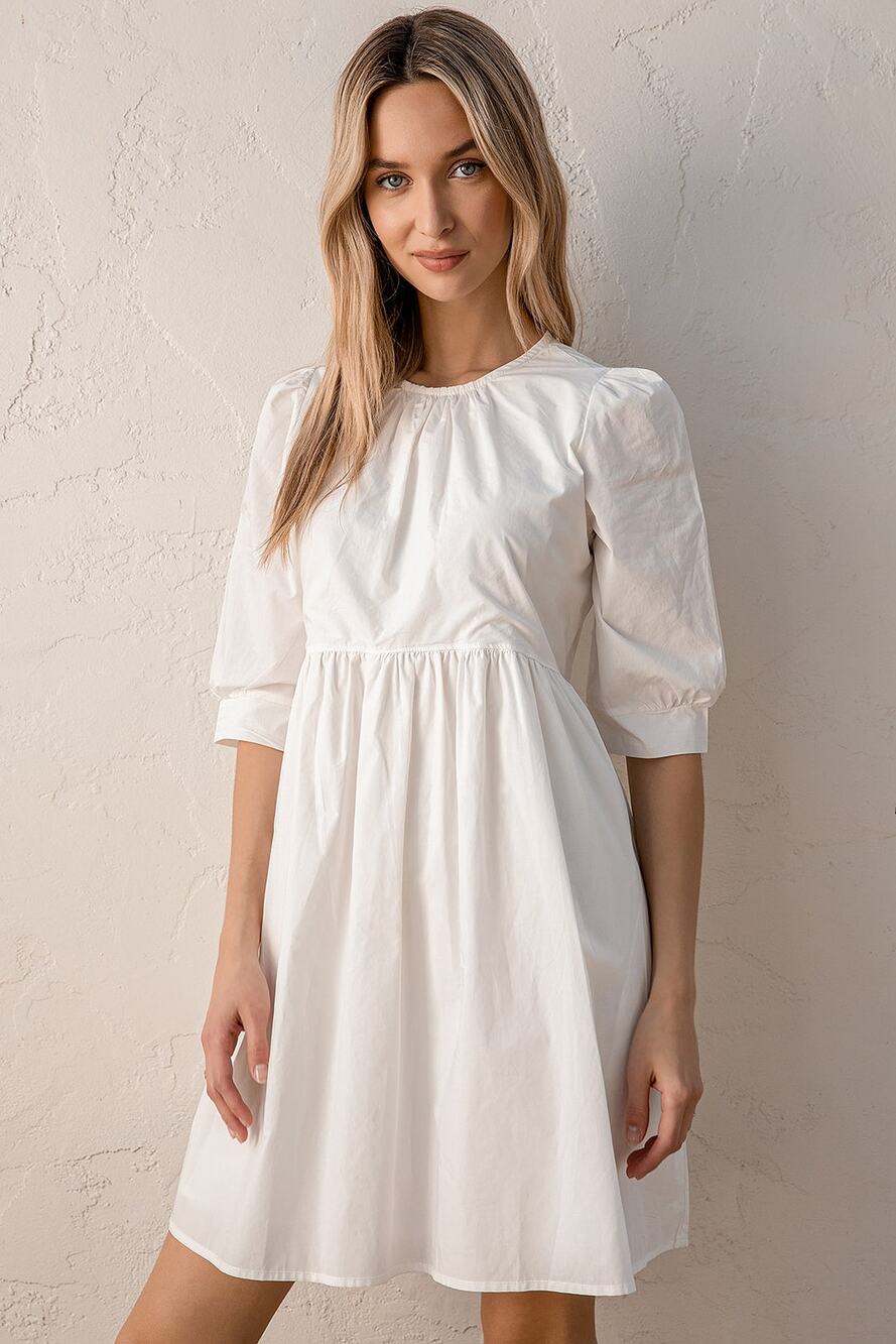 Lulu's Small Got This Feeling White Puff Sleeve Babydoll Dress Cottagecore